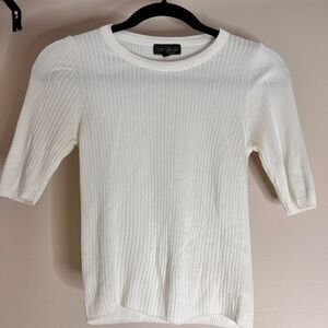 Topshop Cream Ribbed Blouse
